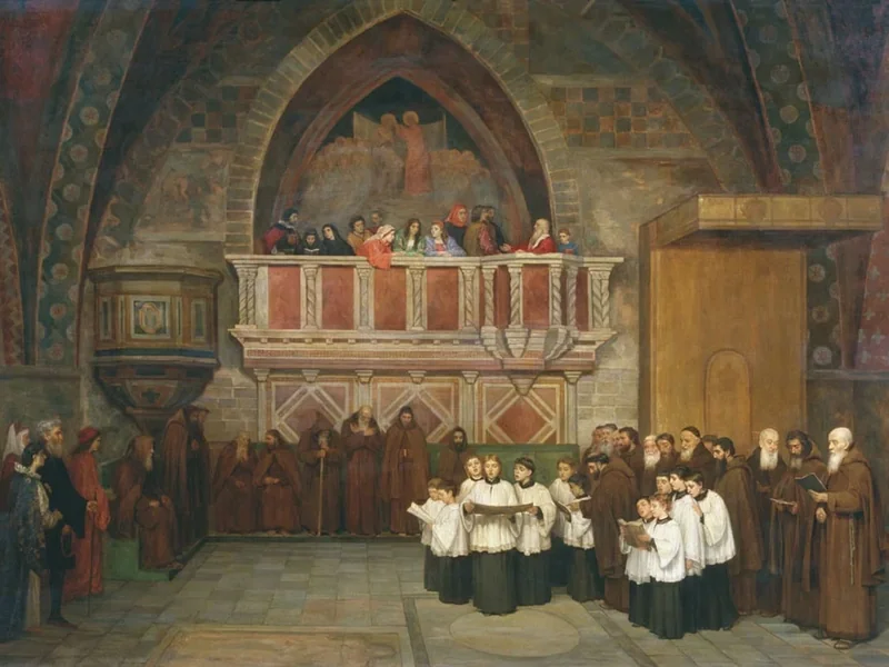 1839-Mikhail Botkin - Vespri nella chiesa di San Francesco ad Assisi. 1871